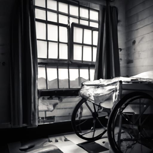 Eerie Asylum Room Interior in Black and White