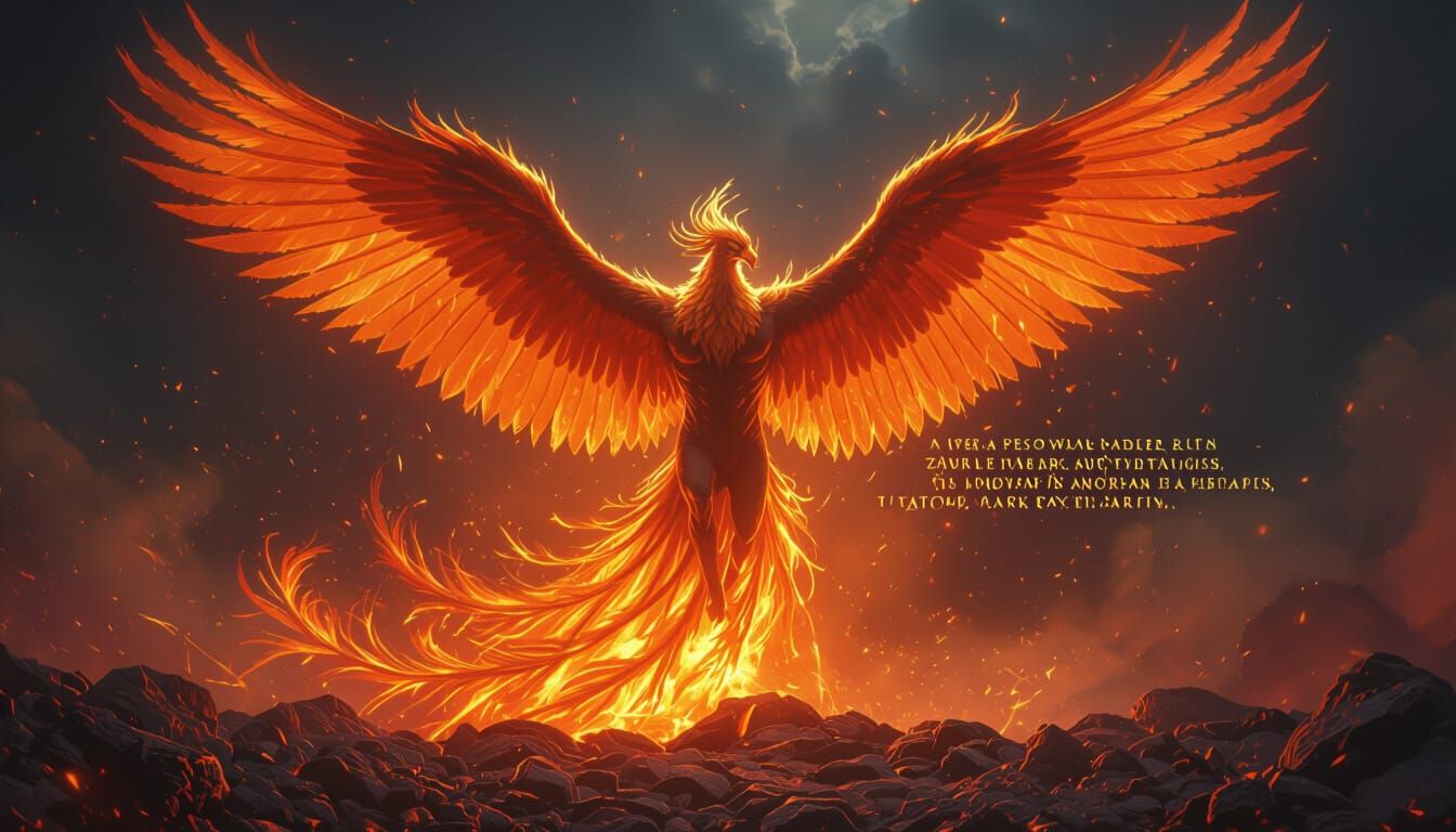Muscular Phoenix Rises from Fiery Ashes, Latin Flames