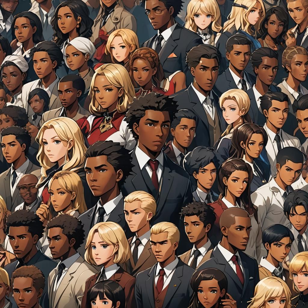 Diverse Characters in Cel-Shaded Anime Style