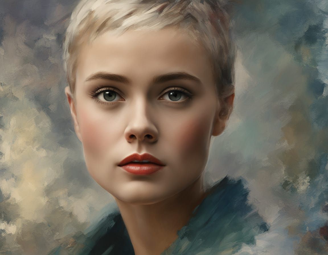 Jean Seberg Portrait in 1961 Impasto Chalk Art Style