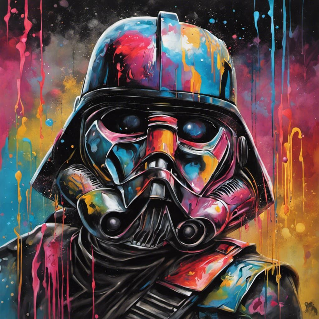 Star Wars Clone Trooper Mourning in Graffiti Art