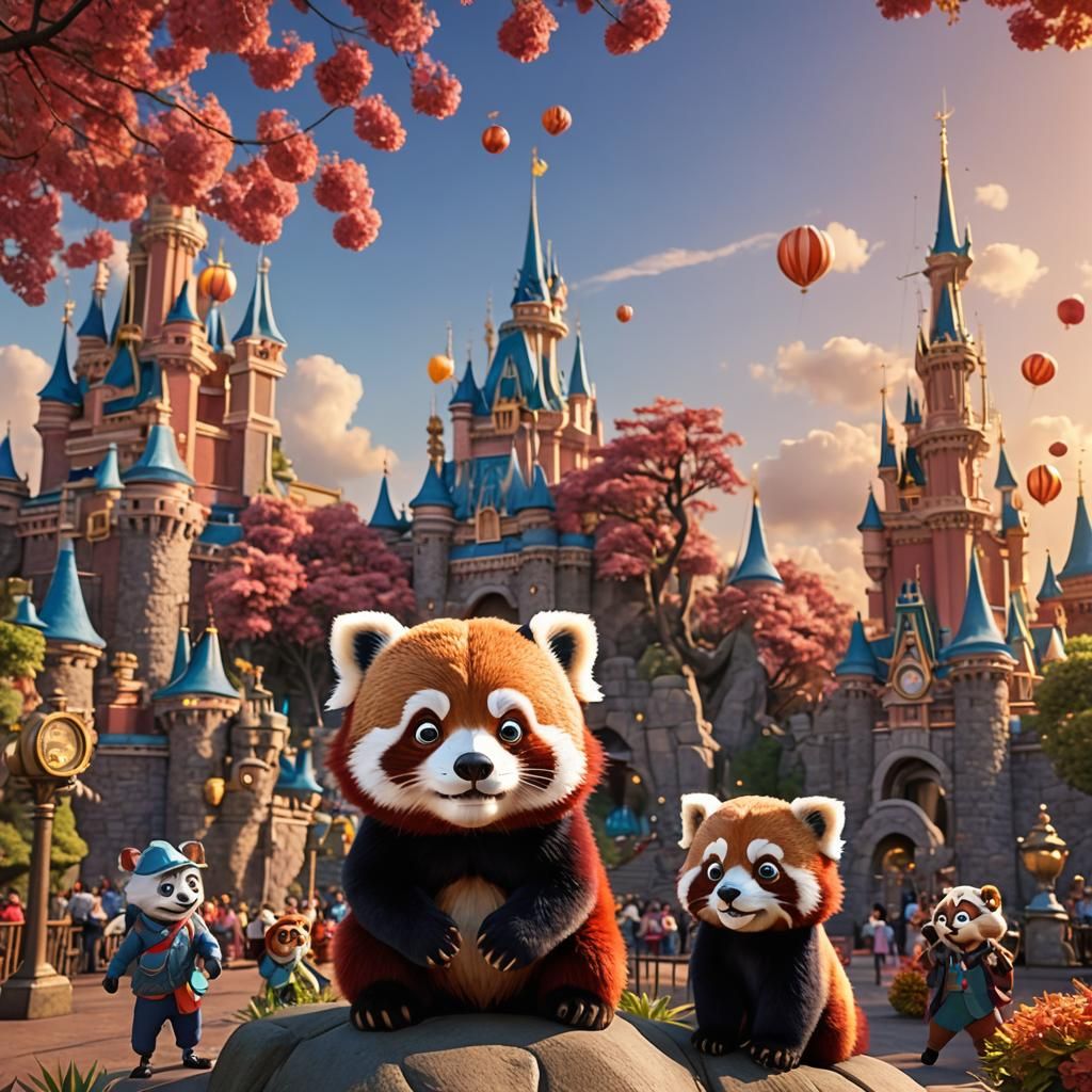 Red Panda Mei Lee in Tokyo Disneyland: 3D Digital Art