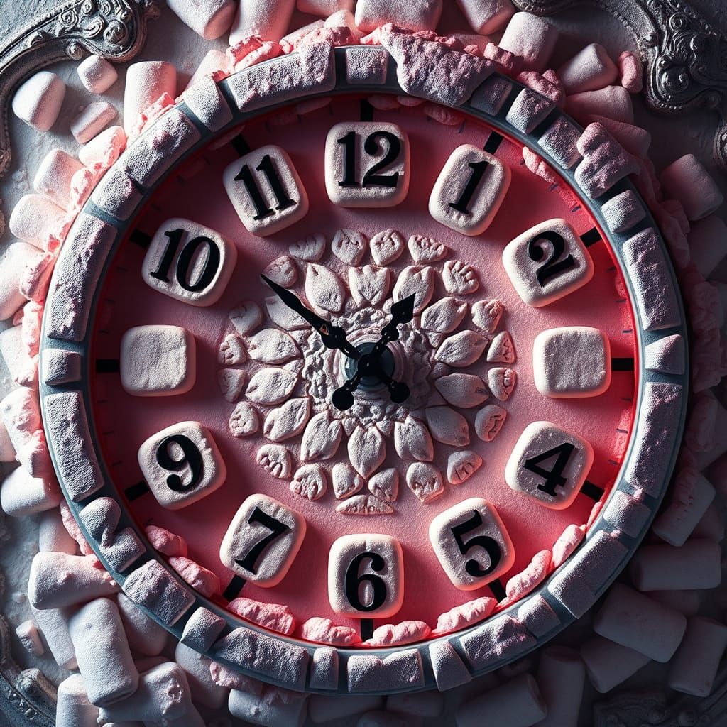 Marshmallow Clock: Detailed Matte Painting in 8k