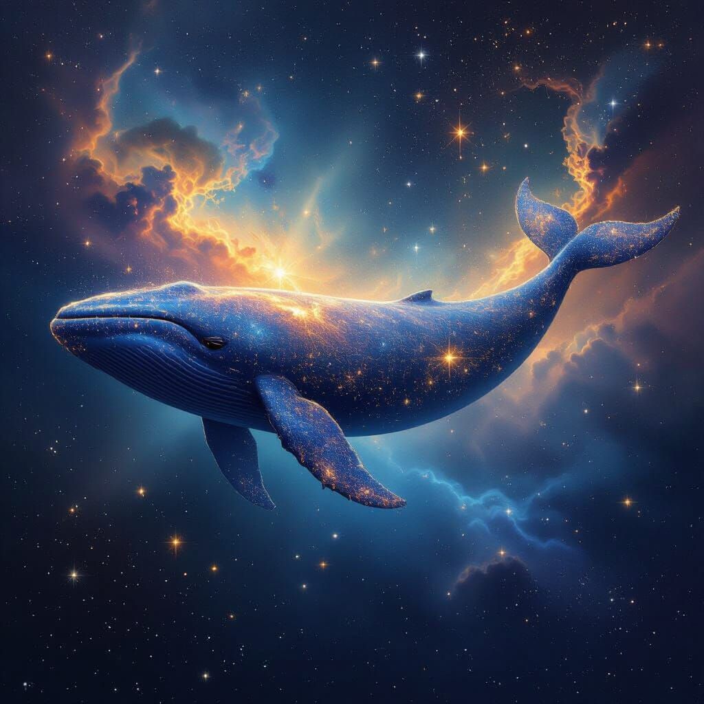 Celestial Whale Adorned with Constellations in Space