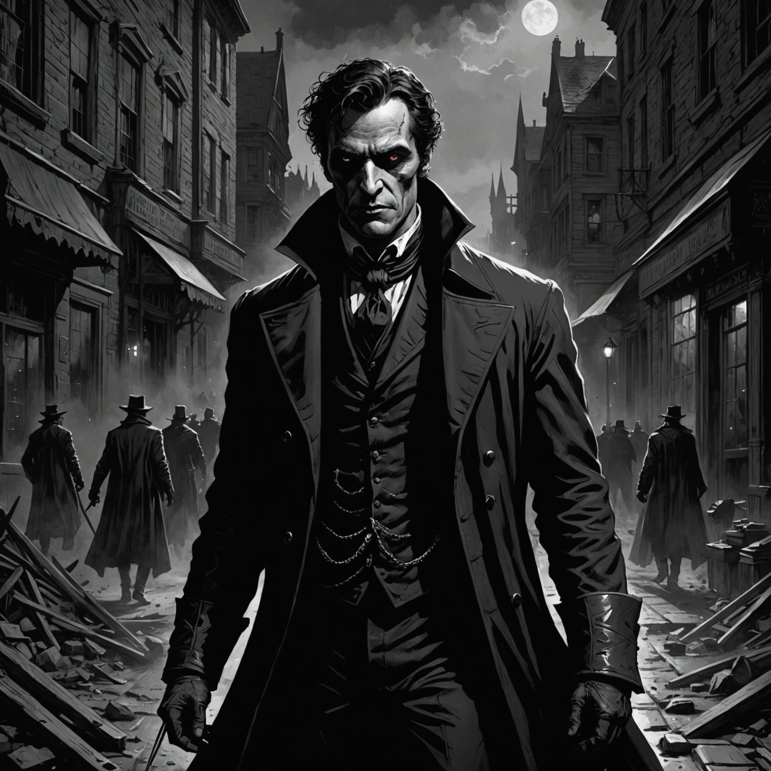 Cyberpunk Vampire Hero in Dark Comic Book Aesthetic