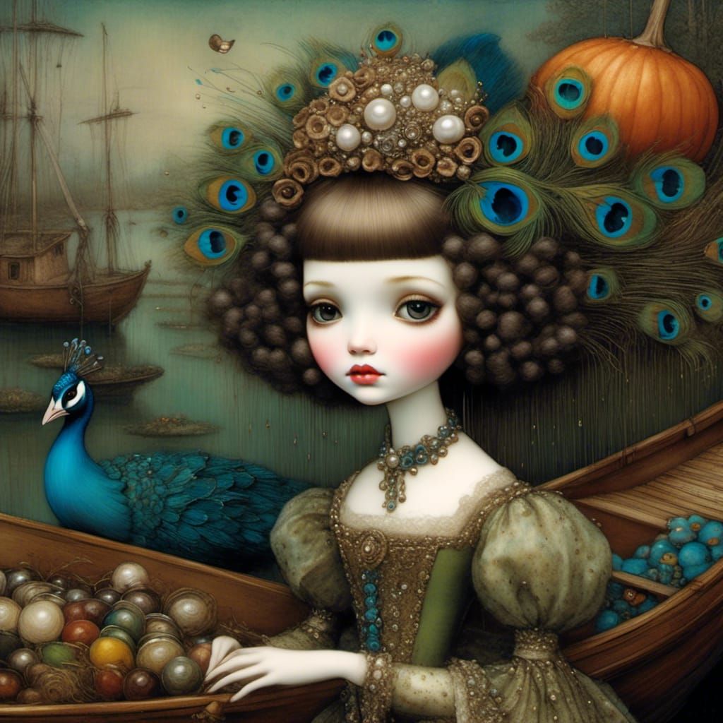 Doll as Lady of Shallot, Pre-Raphaelite Style