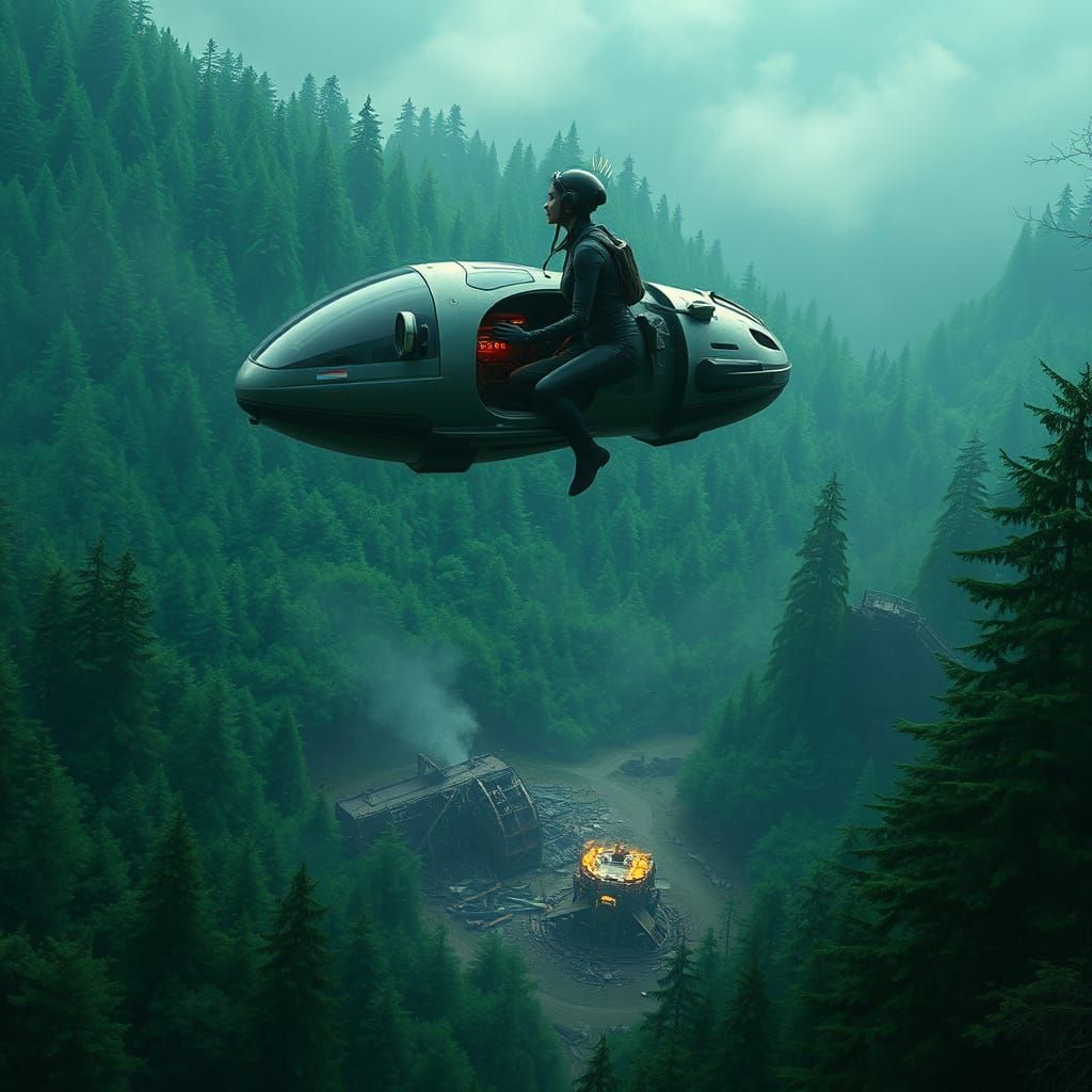 Futuristic Hovercraft Journey to Mining Facility