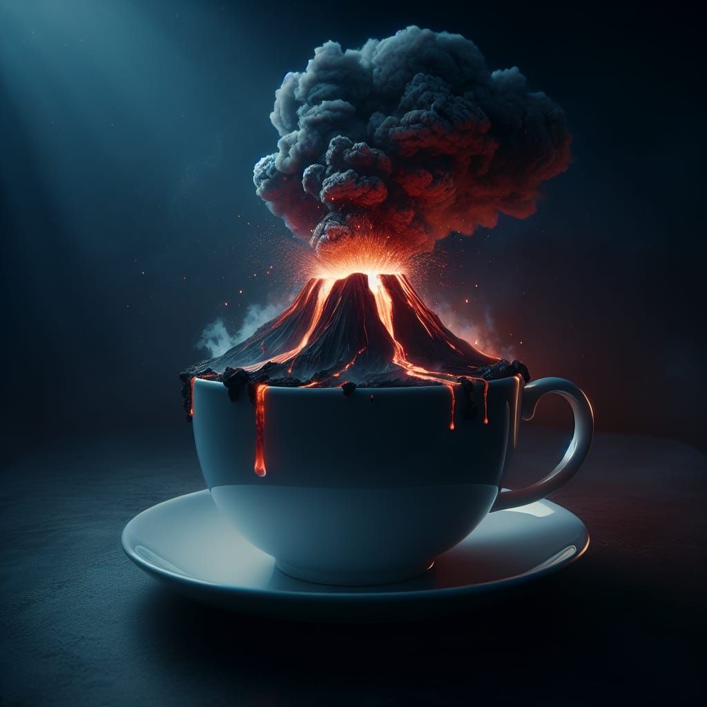Cataclysmic Volcanic Eruption Inside a Teacup