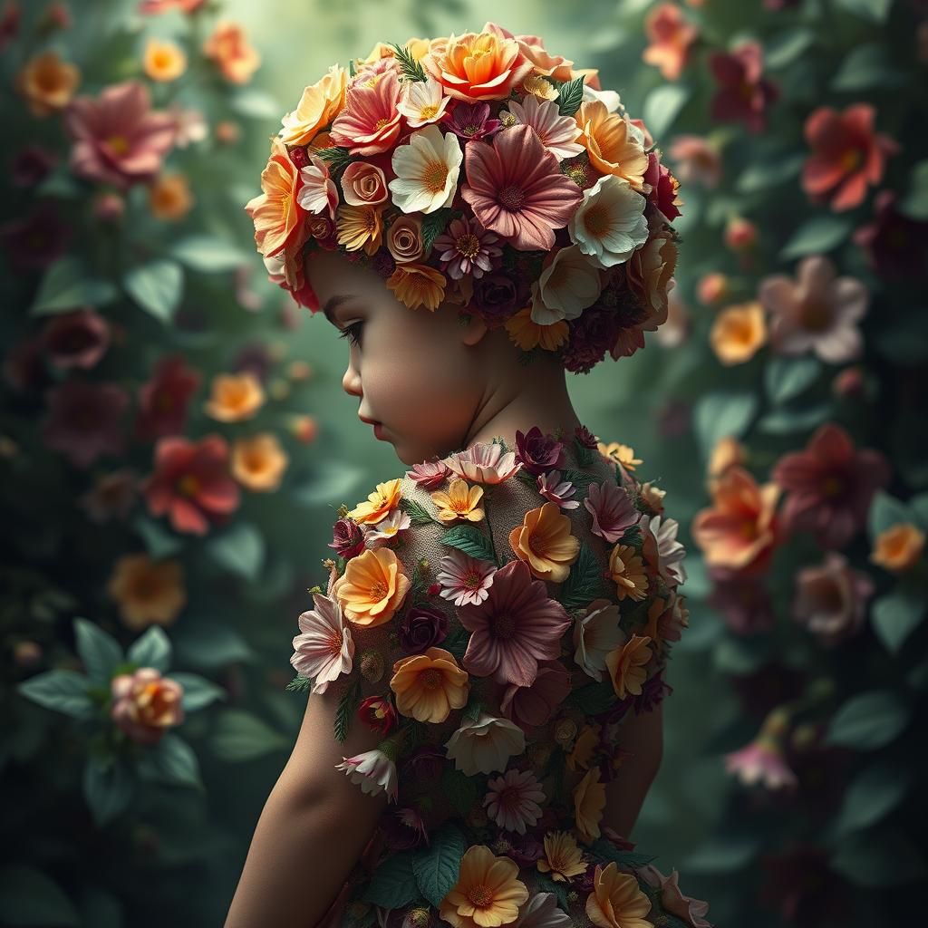 Flower-Adorned Figure in a Detailed Matte Painting