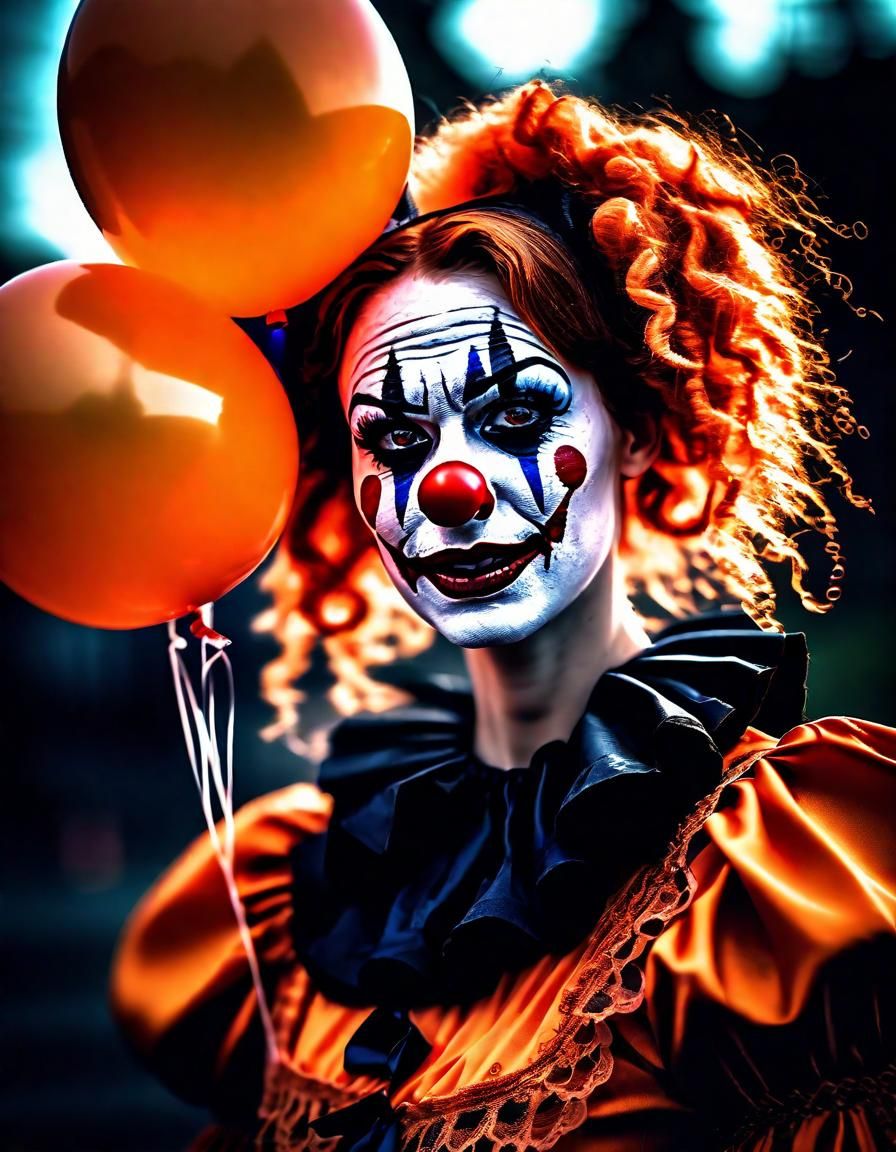 Sad Halloween Clown Portrait in Gothic Style