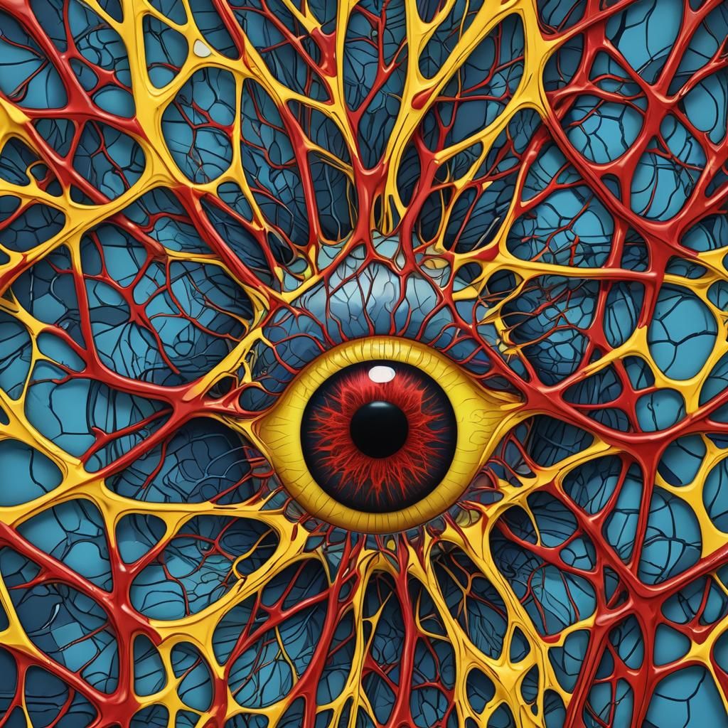 Pop Art Eye with Blood Vessels in Macro Photography