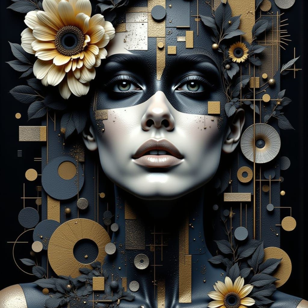 Woman with Tattoo Art and Sculpted Makeup