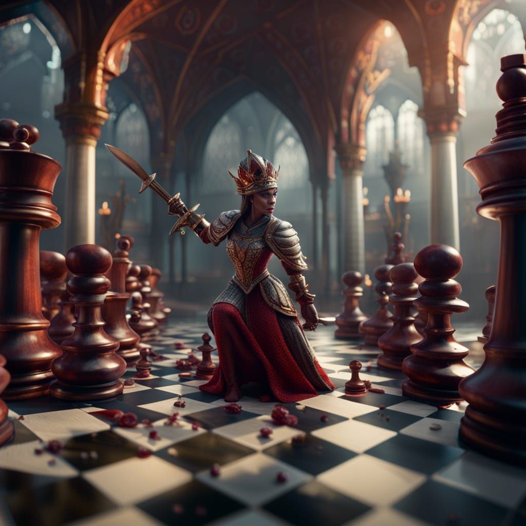 Chess Soldier Kills Queen: Fantasy Concept Art