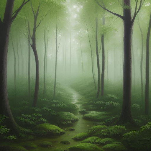 Soothing Forest Sanctuary in Warm Oil Painting