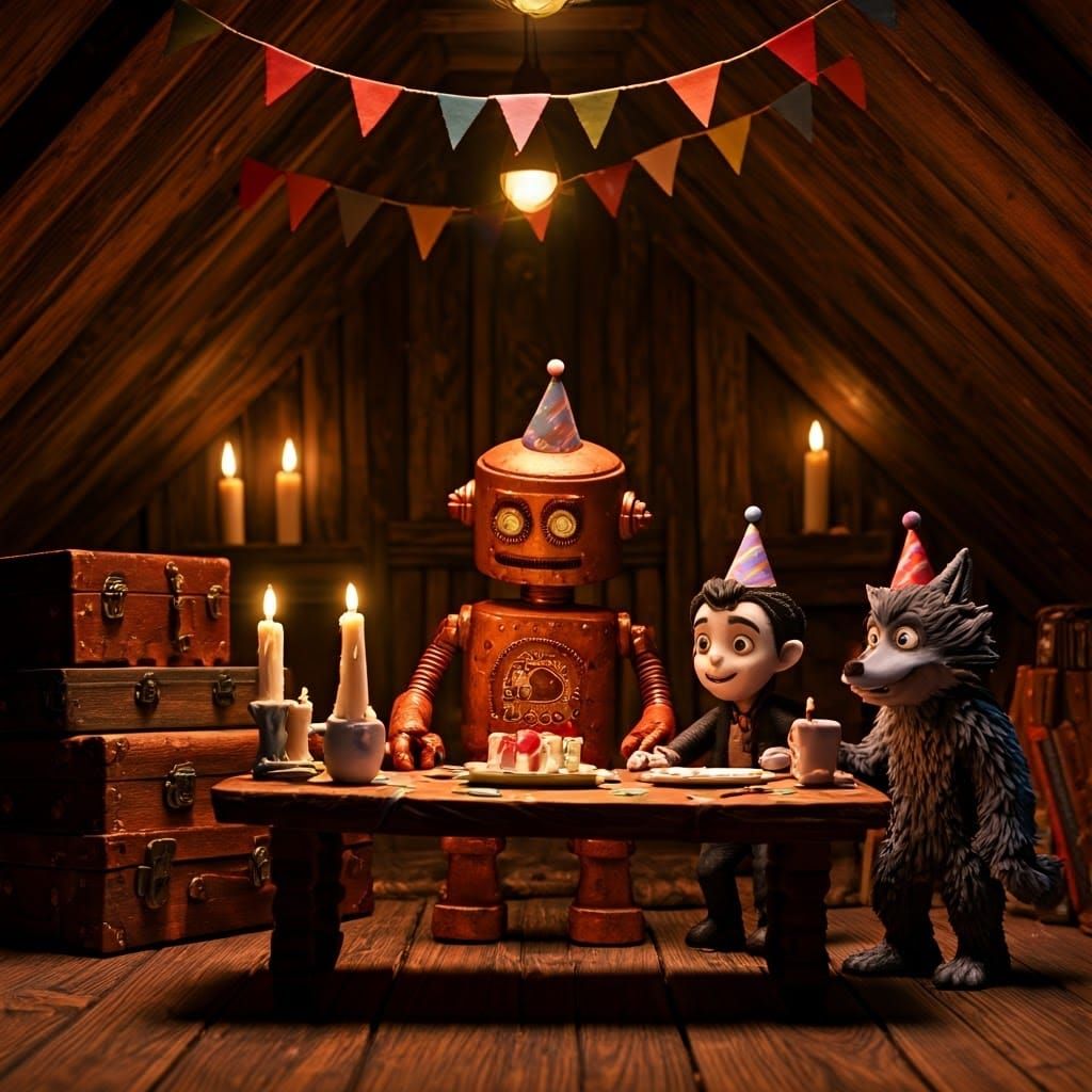 Claymation Birthday Party with Robot, Dracula and Werewolf