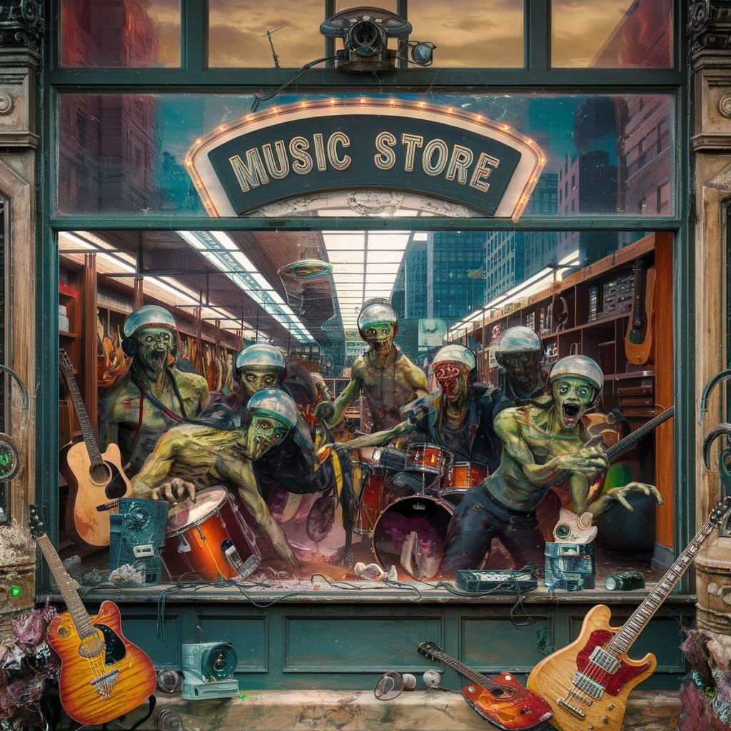 Music Store Invaded by Extraterrestrial Zombies