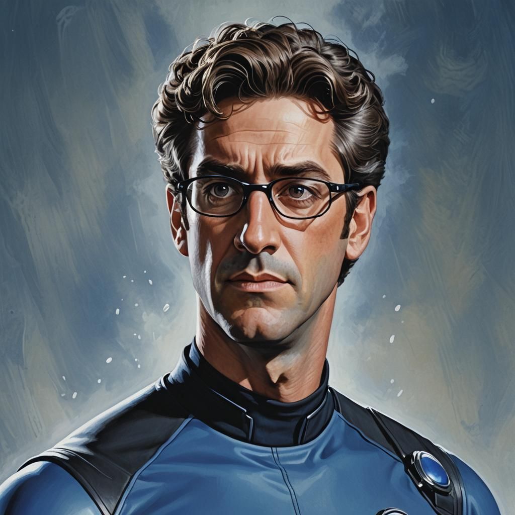 Harold Ramis as Reed Richards Hyperrealistic Portrait
