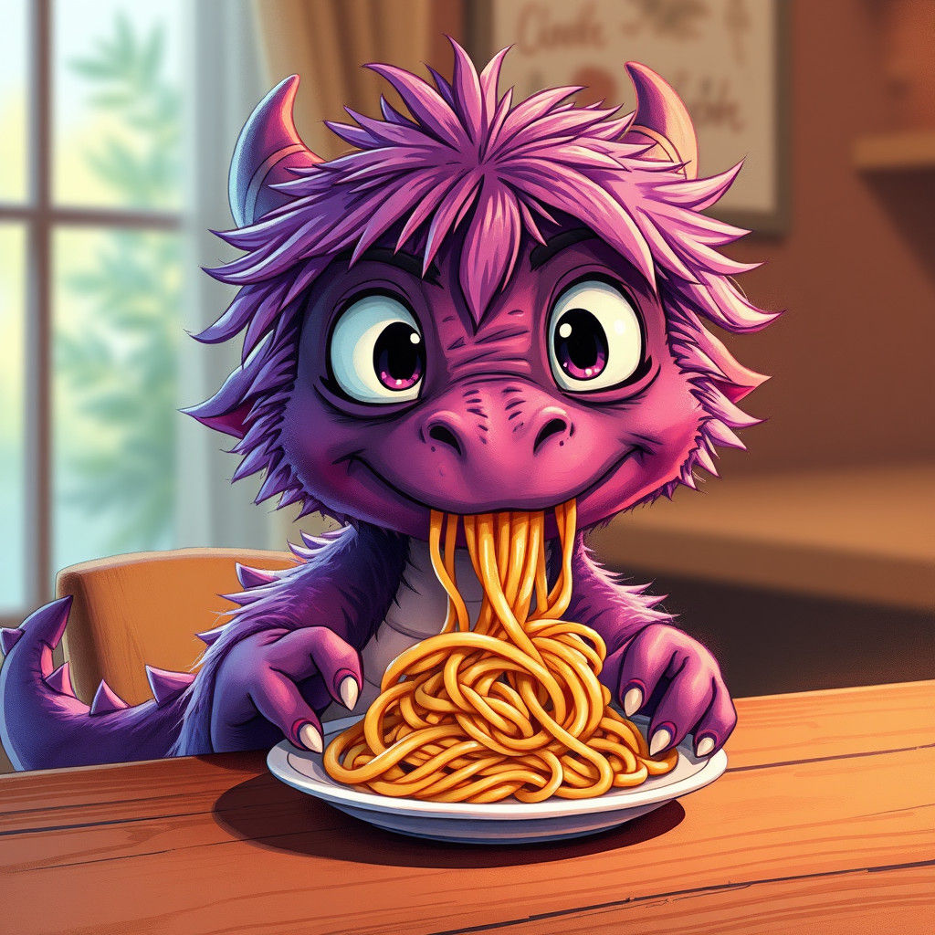 Purple Dragon's Surprised Spaghetti Dinner: Digital Oil Pain...
