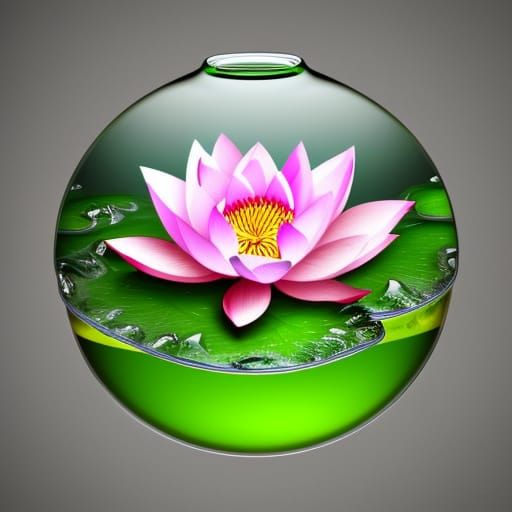 Lotus Flower in Glass Bottle: Hyperrealistic 4K Photo