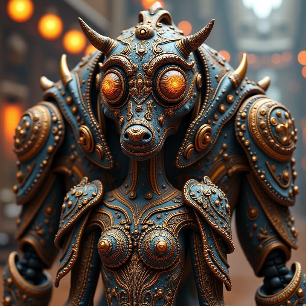 Cyberpunk Princess Aurora Mech Details in Polished Metal