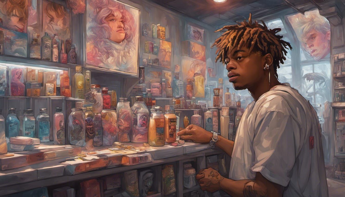 Juice Wrld in Shop of “Psychedelics Jars”