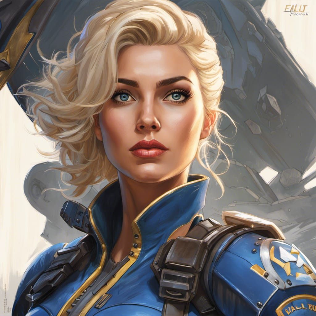 Blond Vault Dweller in Fallout Pin-Up Style