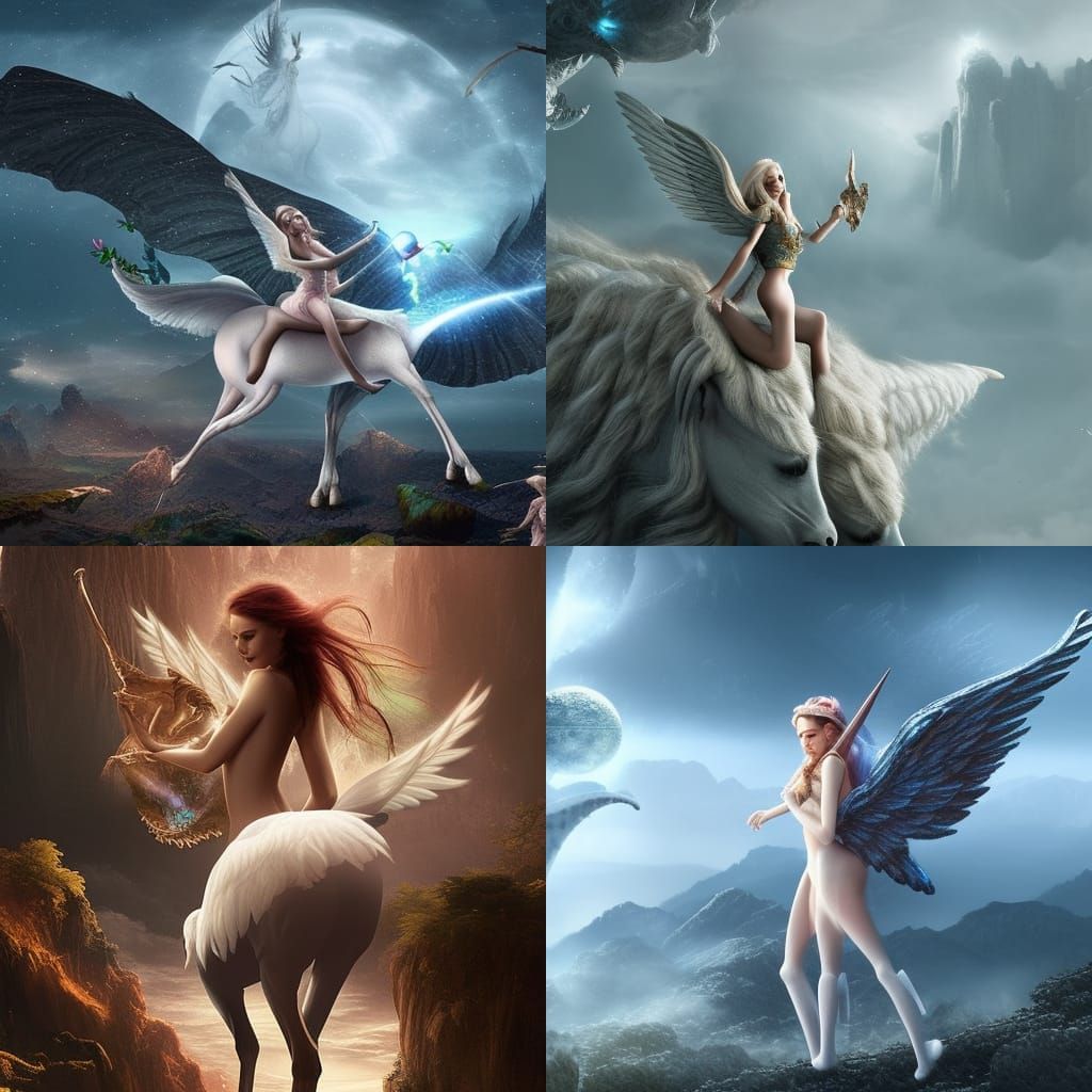 Elf Girl on Unicorn: Epic Digital Matte Painting