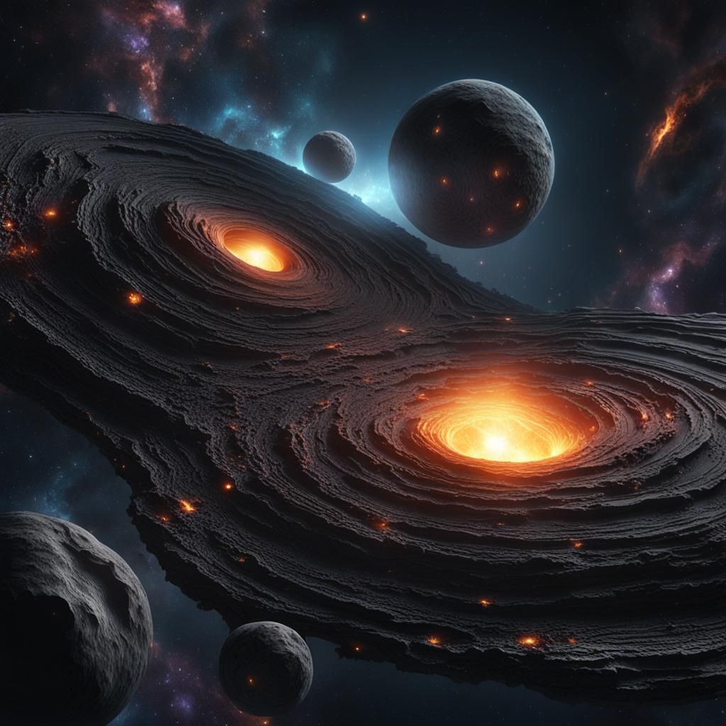 Supermassive Black Holes Clash in Detailed Matte Painting