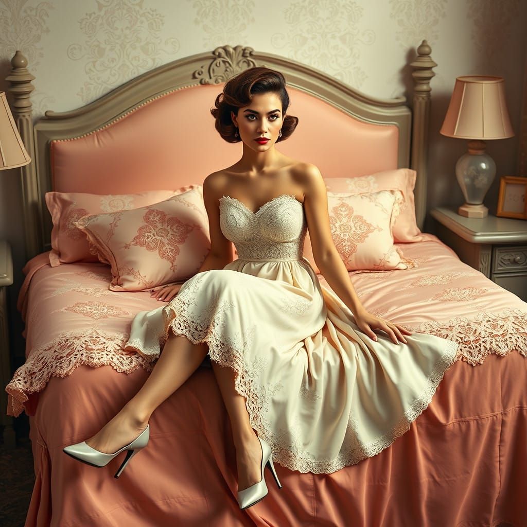 Androgynous Housewife in Retro Nightgown