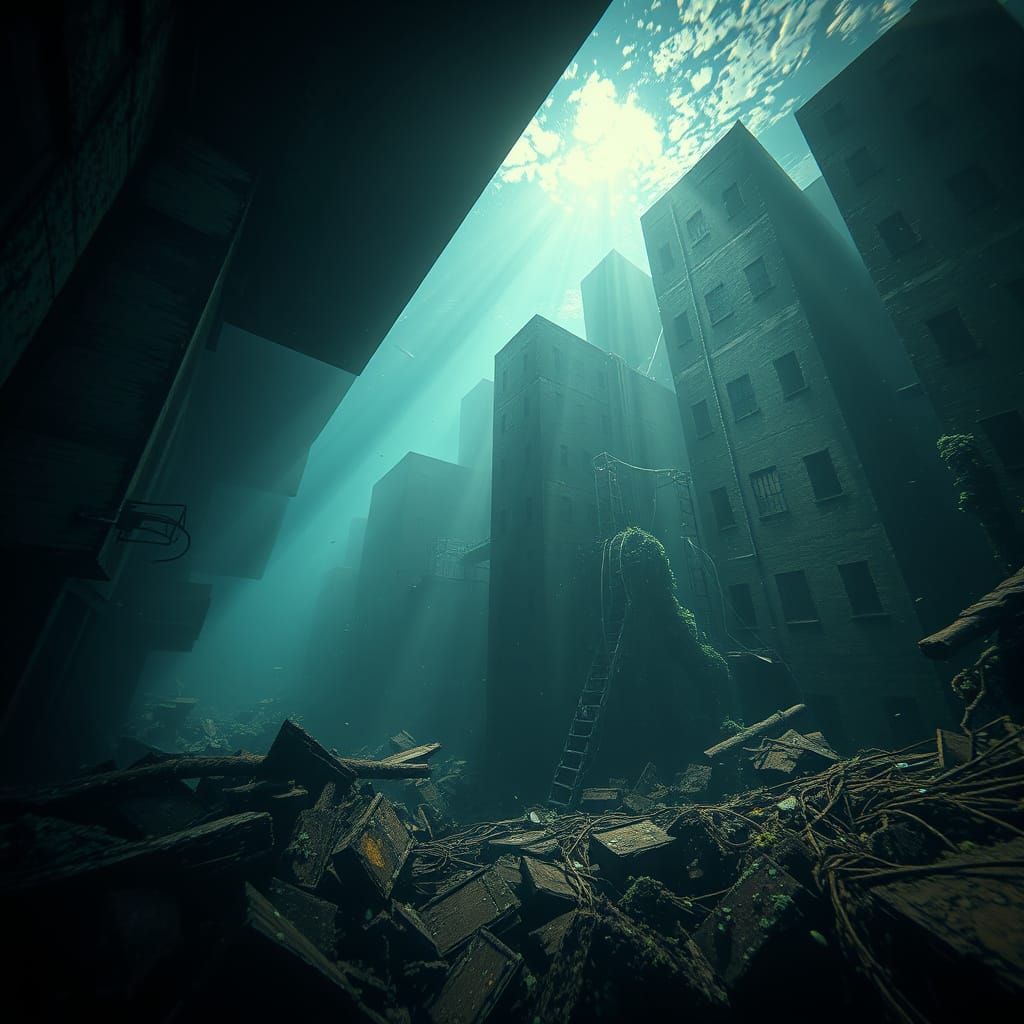 Underwater Ghetto with Bauhaus Architecture