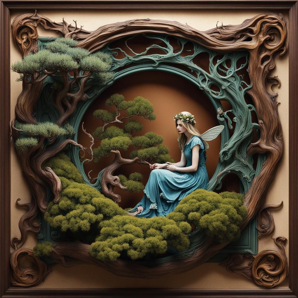 Art Nouveau Fairy with Juniper and Pottery
