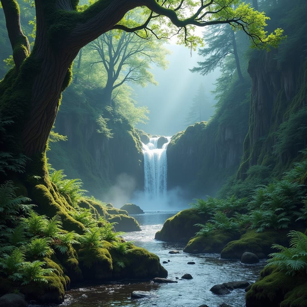 Mystical Gorge: Ethereal Fantasy Landscape in 8k