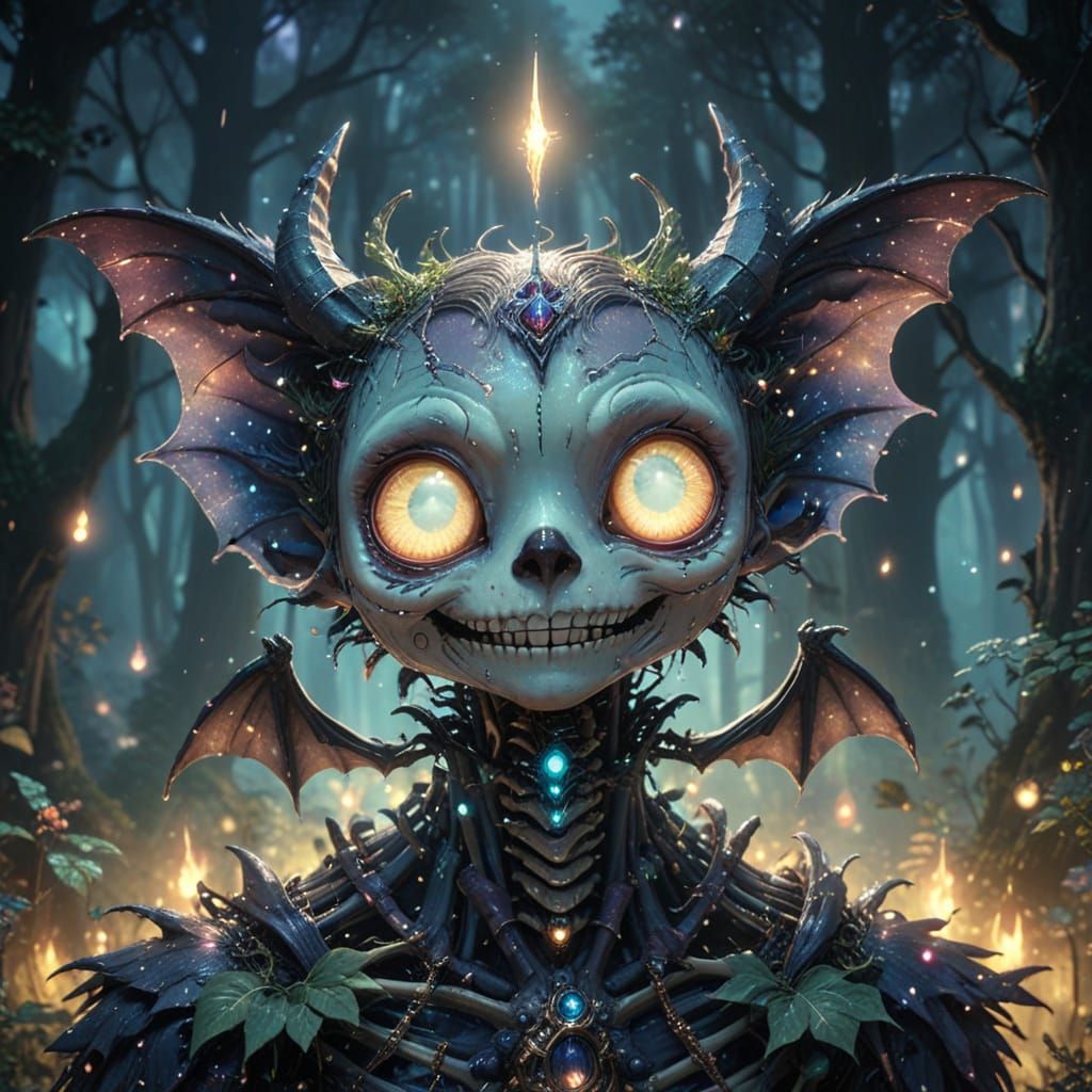 Ethereal Dark Fantasy Manga Art of a Magical Skeleton Creatu...