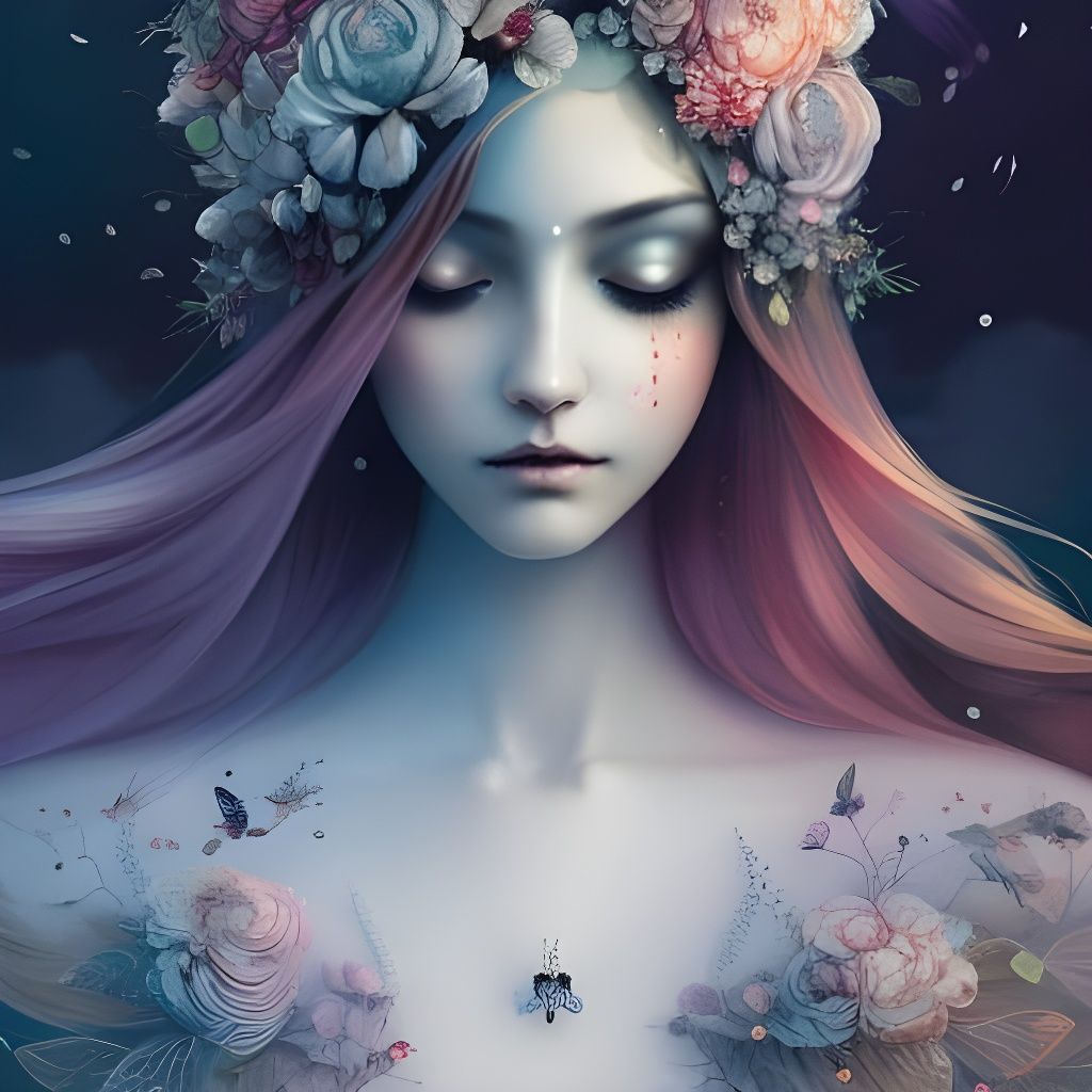 Surreal Fairy Girl in Neo-Victorian Double Exposure