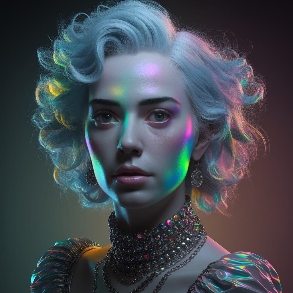 Opalescent Portrait with Rainbow Highlights