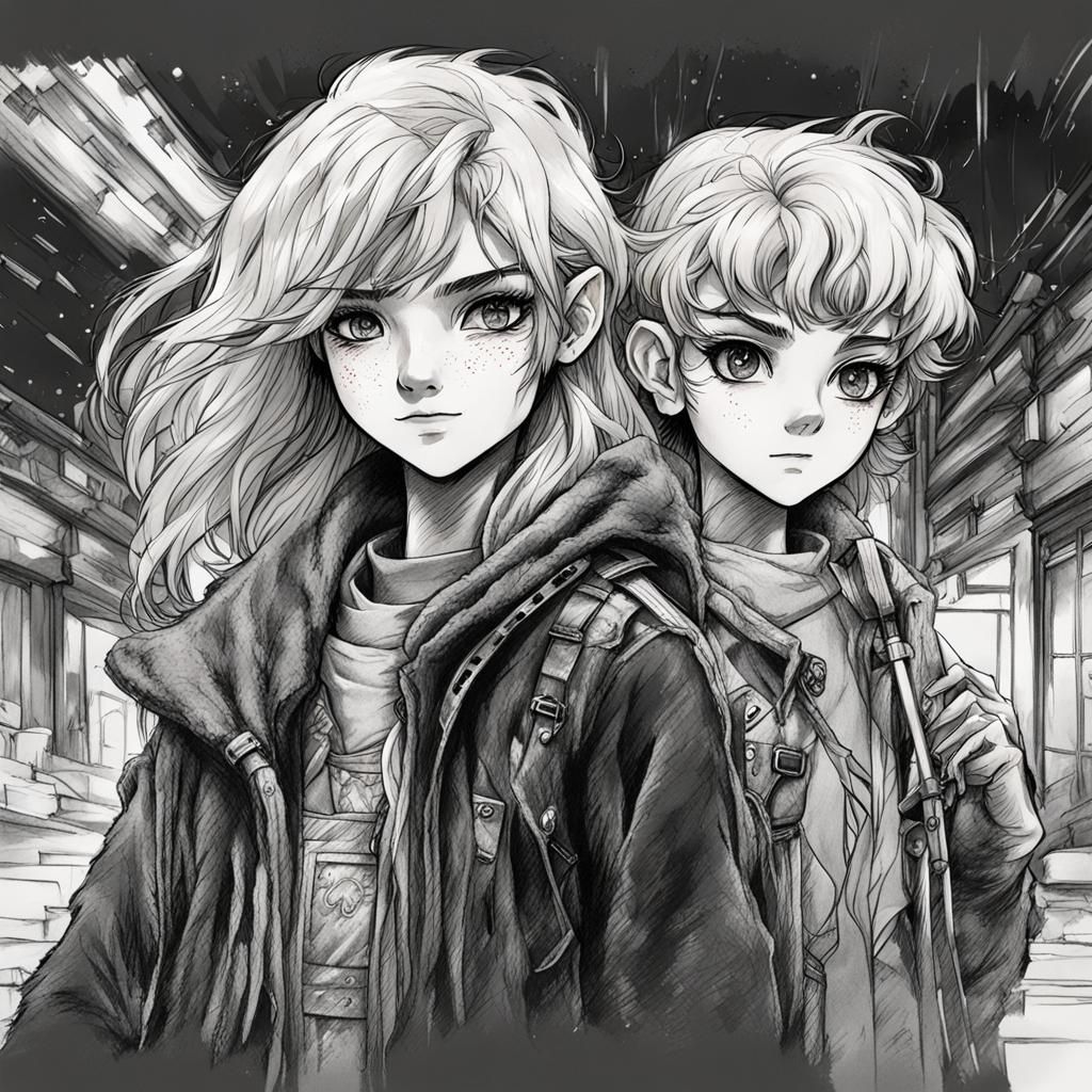 Dark Fantasy Elves in Gritty Sketchbook Style