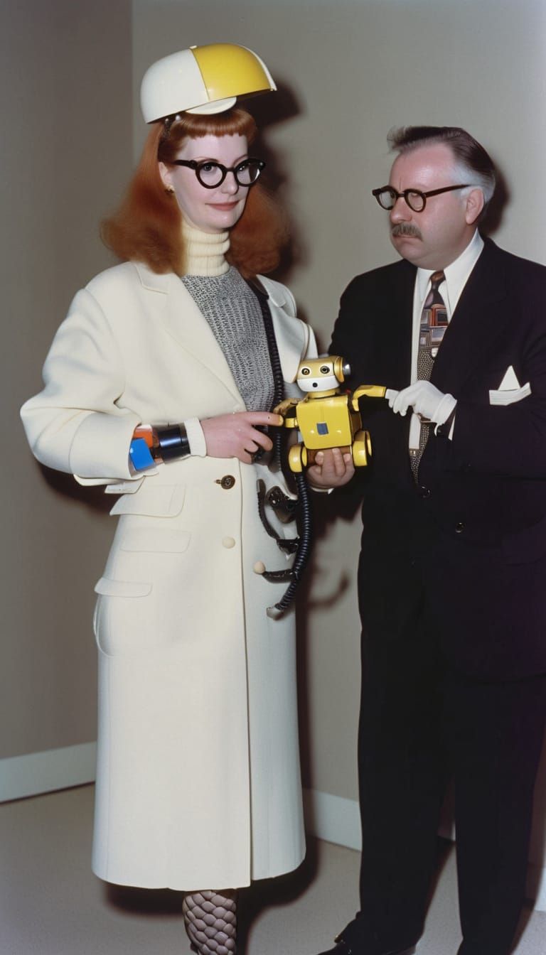 Little Yellow & White Robot Monkey