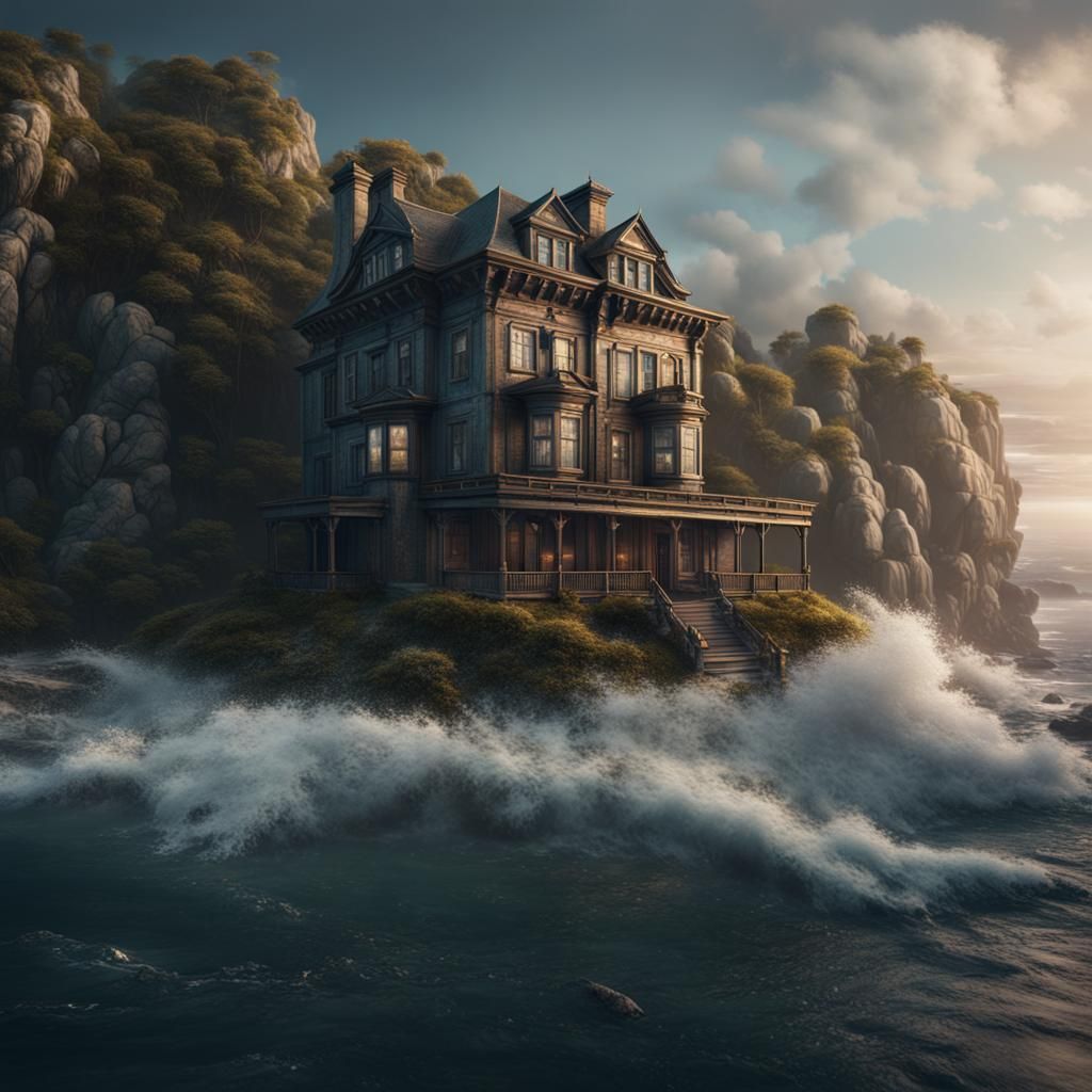 Cinematic Sea View House in Detailed Matte Painting