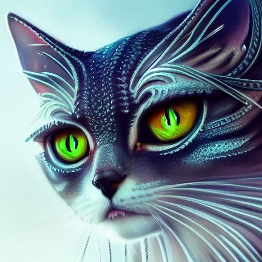 Fierce Armored Cat: Hyperdetailed Digital Art