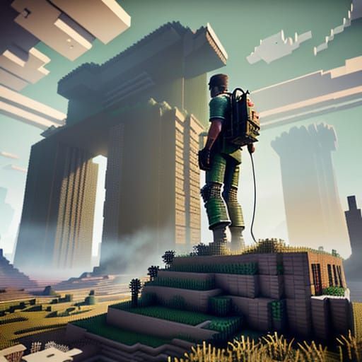 Photorealistic Minecraft World in Cinematic Style