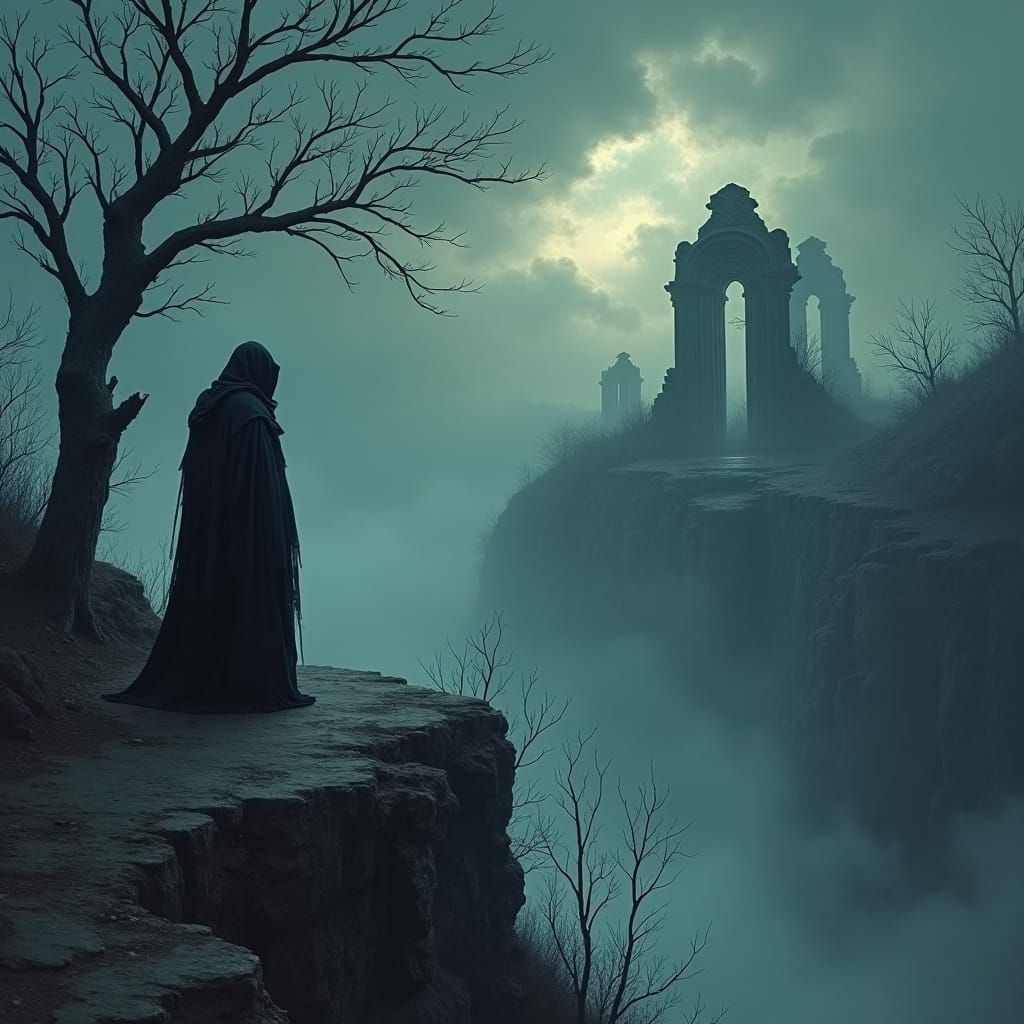 Haunting Gothic Scene of Life and Death