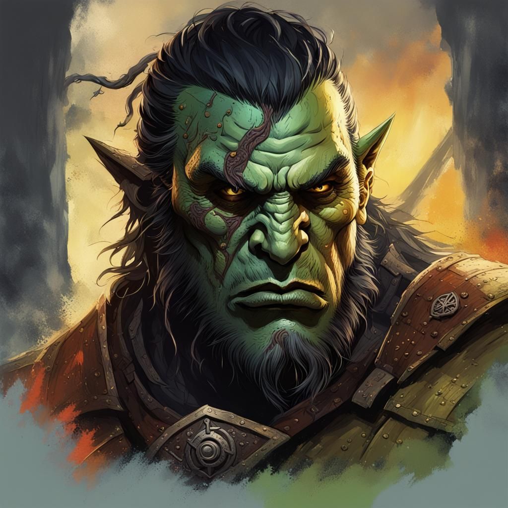 Dark Fantasy Half-Orc Ship Bosun Art