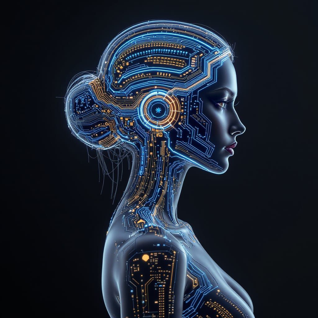Gorgeous Woman with Quantum Computer Brain