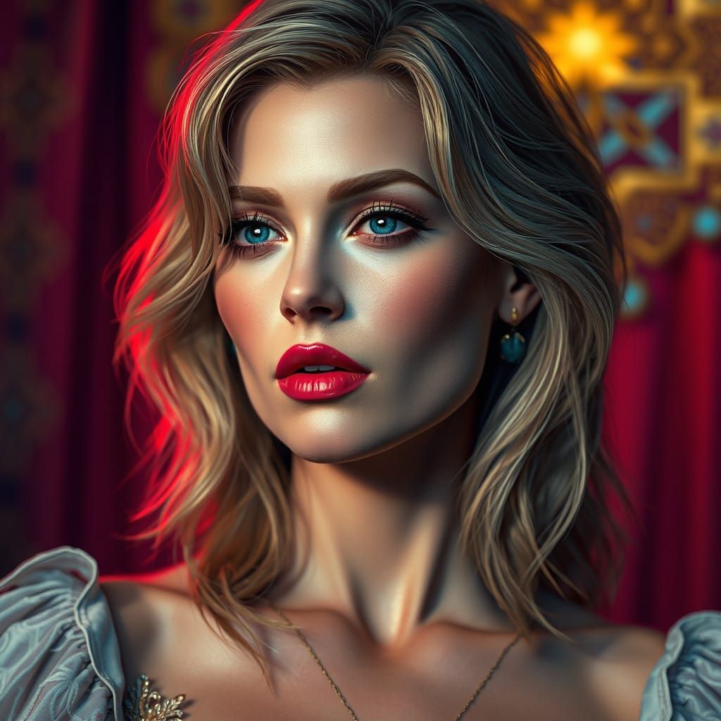 Enchanting Portrait of a Hollywood Icon in Art Nouveau Style