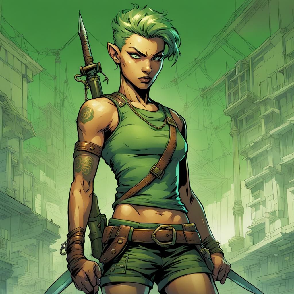 Elven Thief in Comic Book Art Style