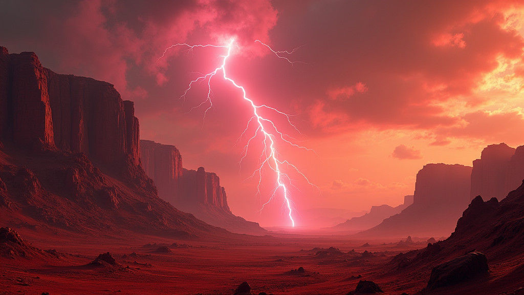 Lightning Strikes the Crimson Mountains of Mars