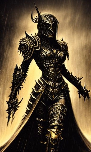 Death Knight in Bloody Rain, Digital Art