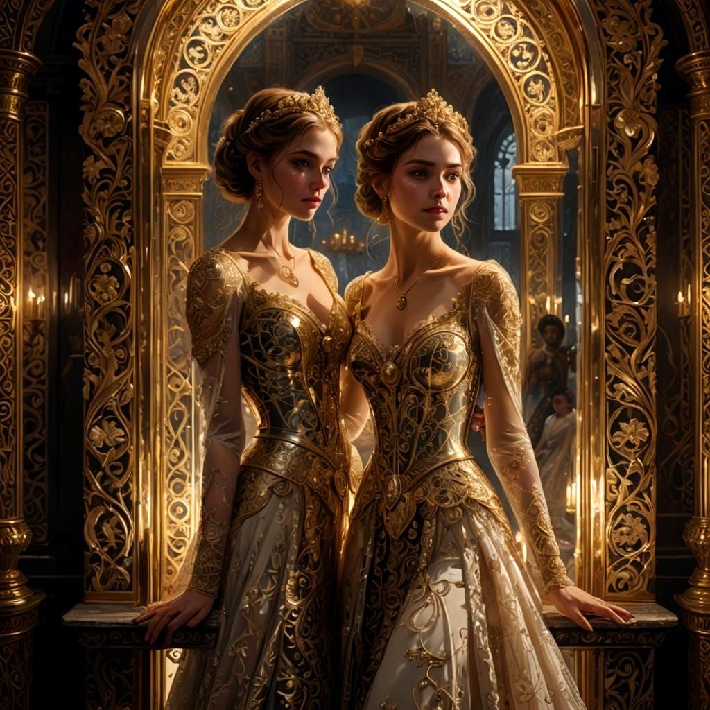 Princess and Fiendish Reflection in Baroque Style