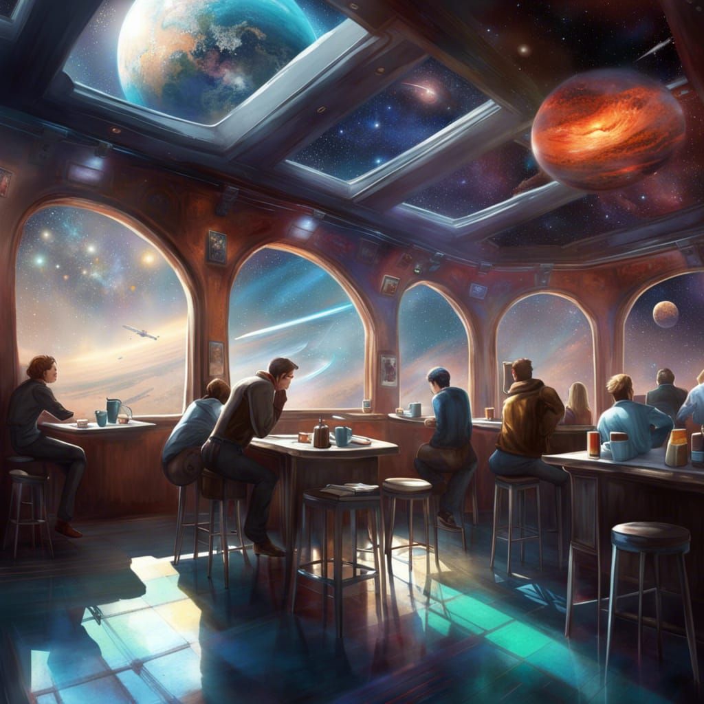 Coffee shop in space