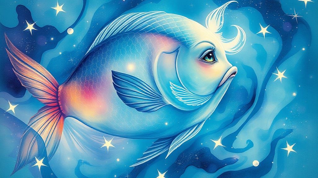 Surreal Aquatic Goddess in Celestial Watercolors